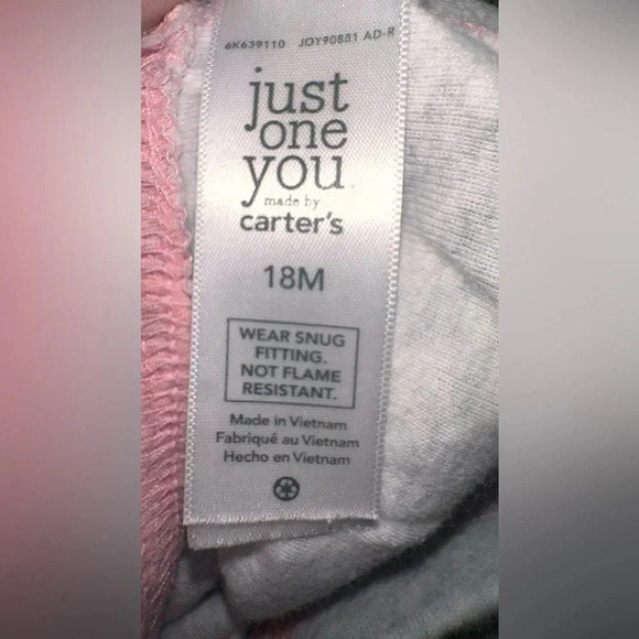 Just One You by Carter’s pink and gray stripped PJ’S size 18 months - Picture 2 of 2